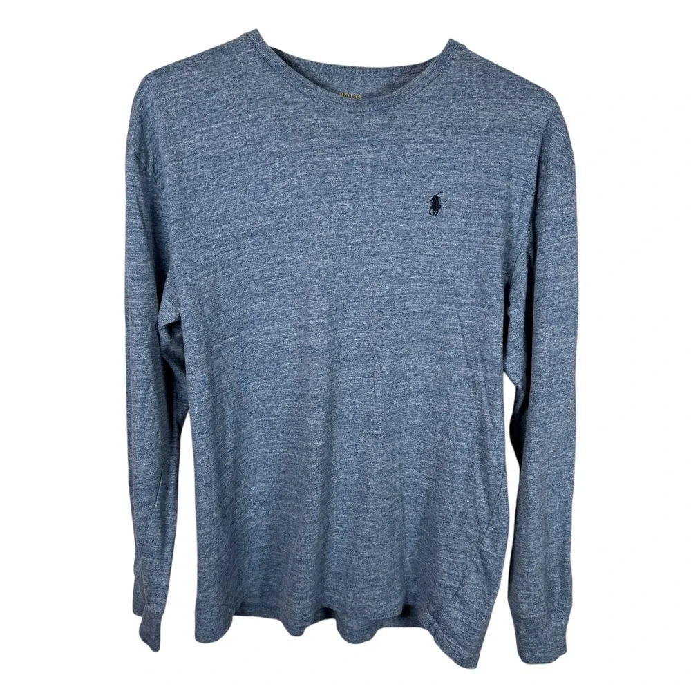 Polo Ralph Lauren Mens‎ TShirt Crew Neck Long Sleeve Top Blue Size Medium Preppy